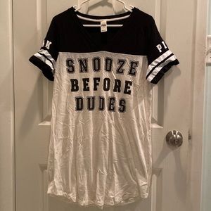 Pink snooze before dudes night shirt